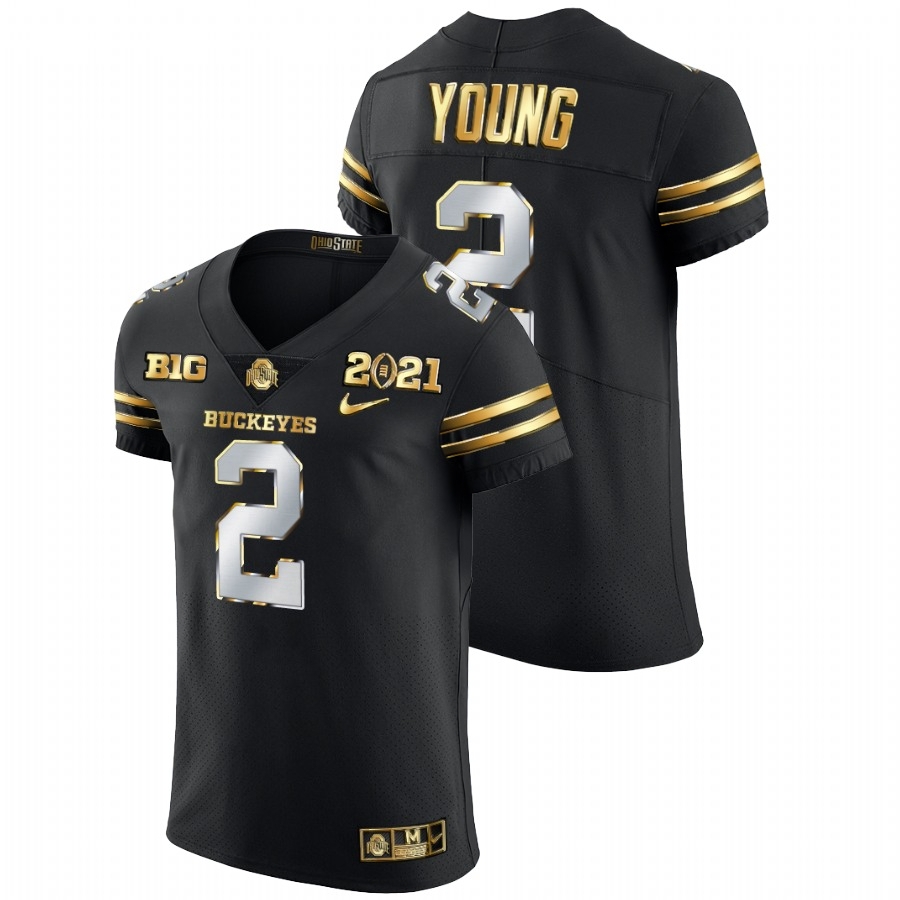 Ohio State Buckeyes Men's NCAA Chase Young #2 Black Champions 2021 National Golden Edition College Football Jersey VEN6249HM